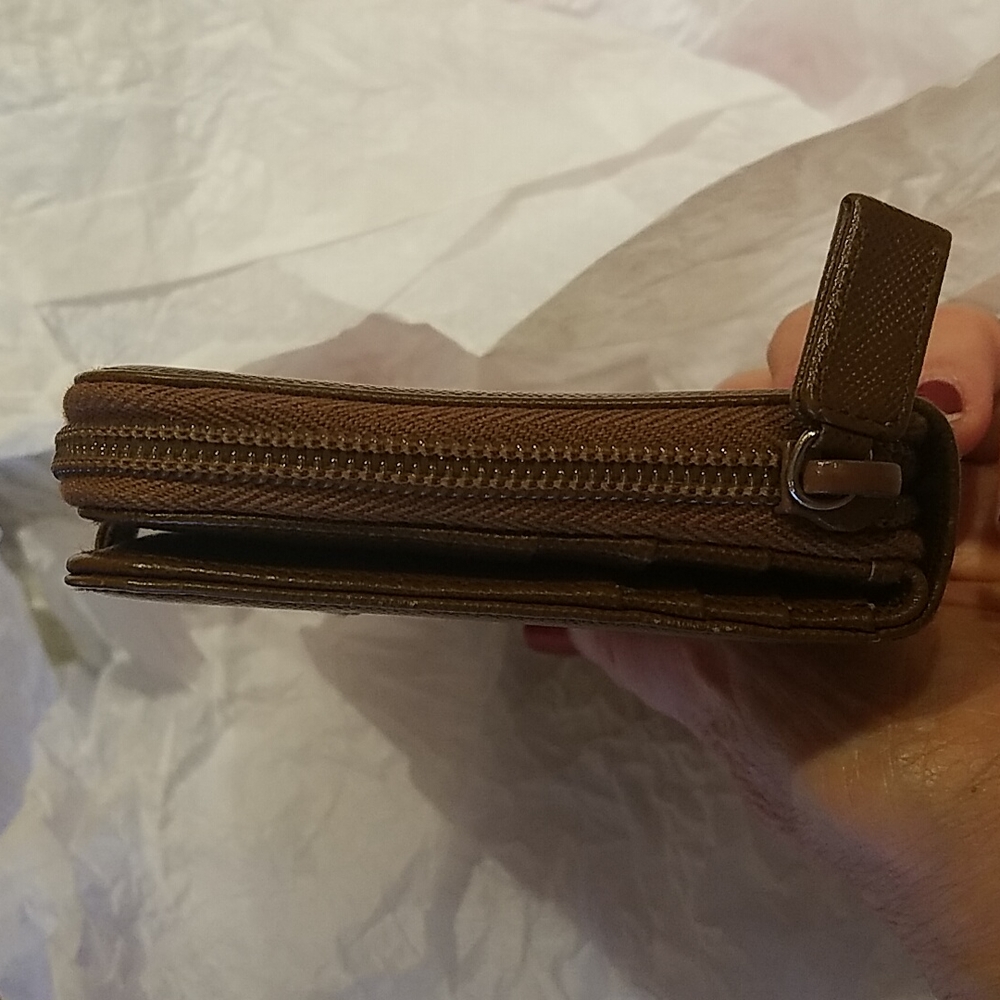 PRADA BROWN BIFOLD ZIP AROUND WALLET AUTHENTIC - Picture 7 of 15